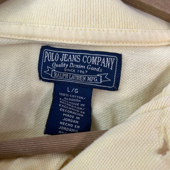 Polo Jeans Co. Ralph Lauren Polo Shirt Mens Large Yellow Short Sleeves Cotton‎ - Picture 6 of 9